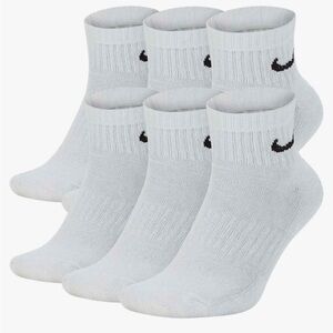Nike Everyday Cushioned Ankle Training Socks (6 Pair) (White, Large)